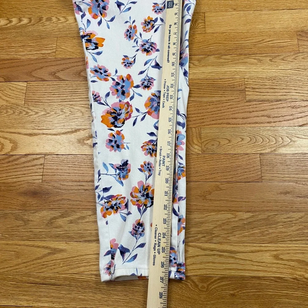 Denim 24/7 Floral Jeans‎ Womens 18W White Orange Blue Botanical Cottagecore